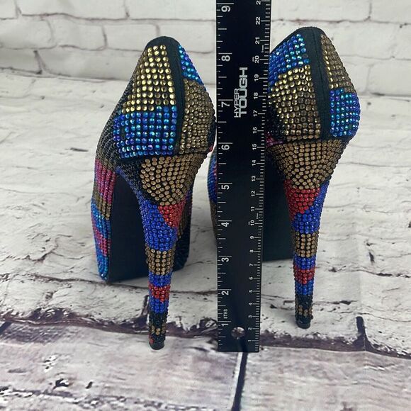 Steve Madden Shoes Womens 7.5 Dyvinal Pump Platform Rhinestone Heels Multicolor - Picture 5 of 9